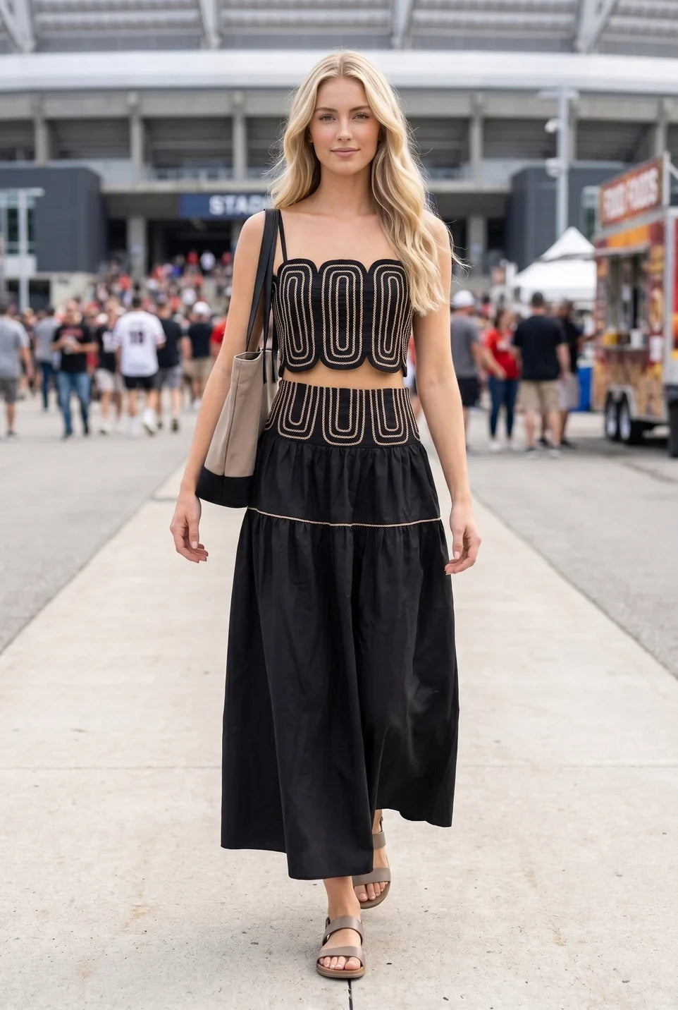 EXCLUSIVE LACE TRIMMED TOP & SKIRT SET