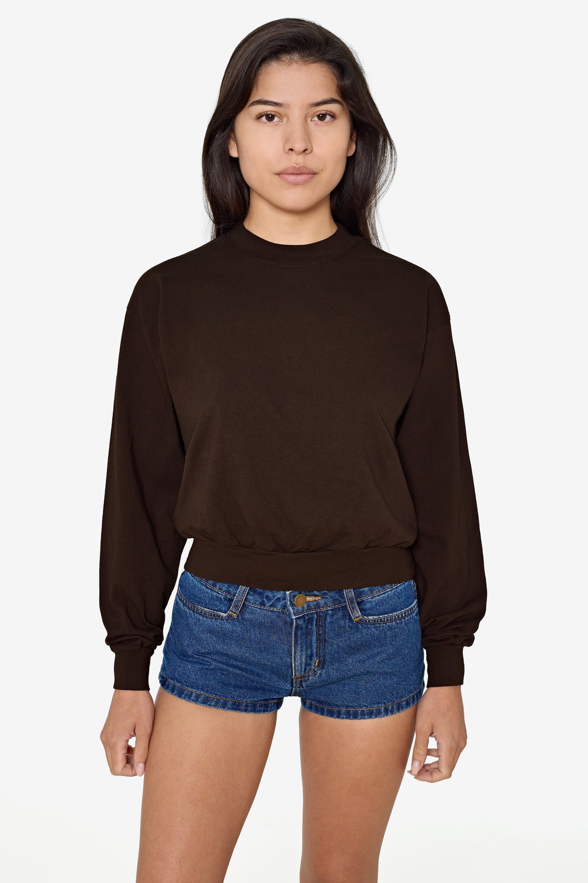 1804GD - Long Sleeve Garment Dye Cropped Mockneck