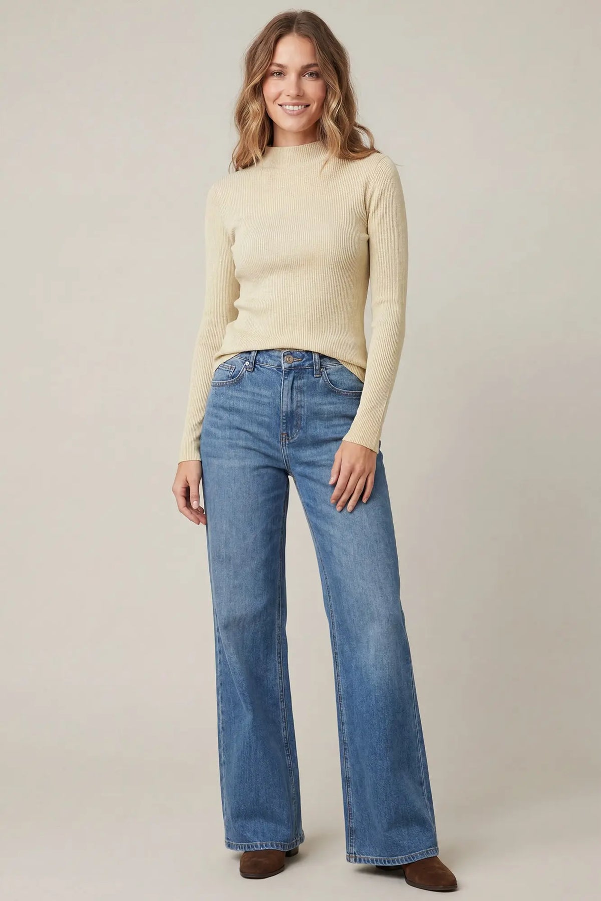 MOCK NECK METALLIC RIBBED KINT TOP
