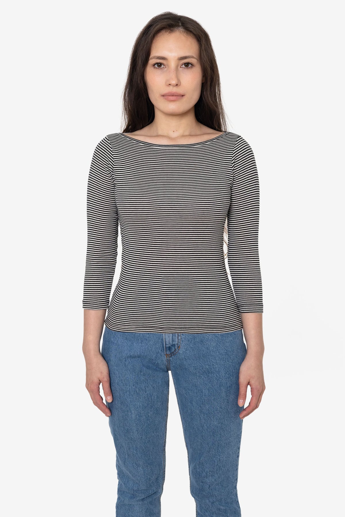 43044 - Baby Rib 3/4 Sleeve Boatneck Top
