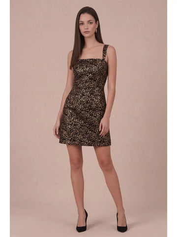 LEOPARD PRINT MINI DRESS WITH SQUARE NECKLINE