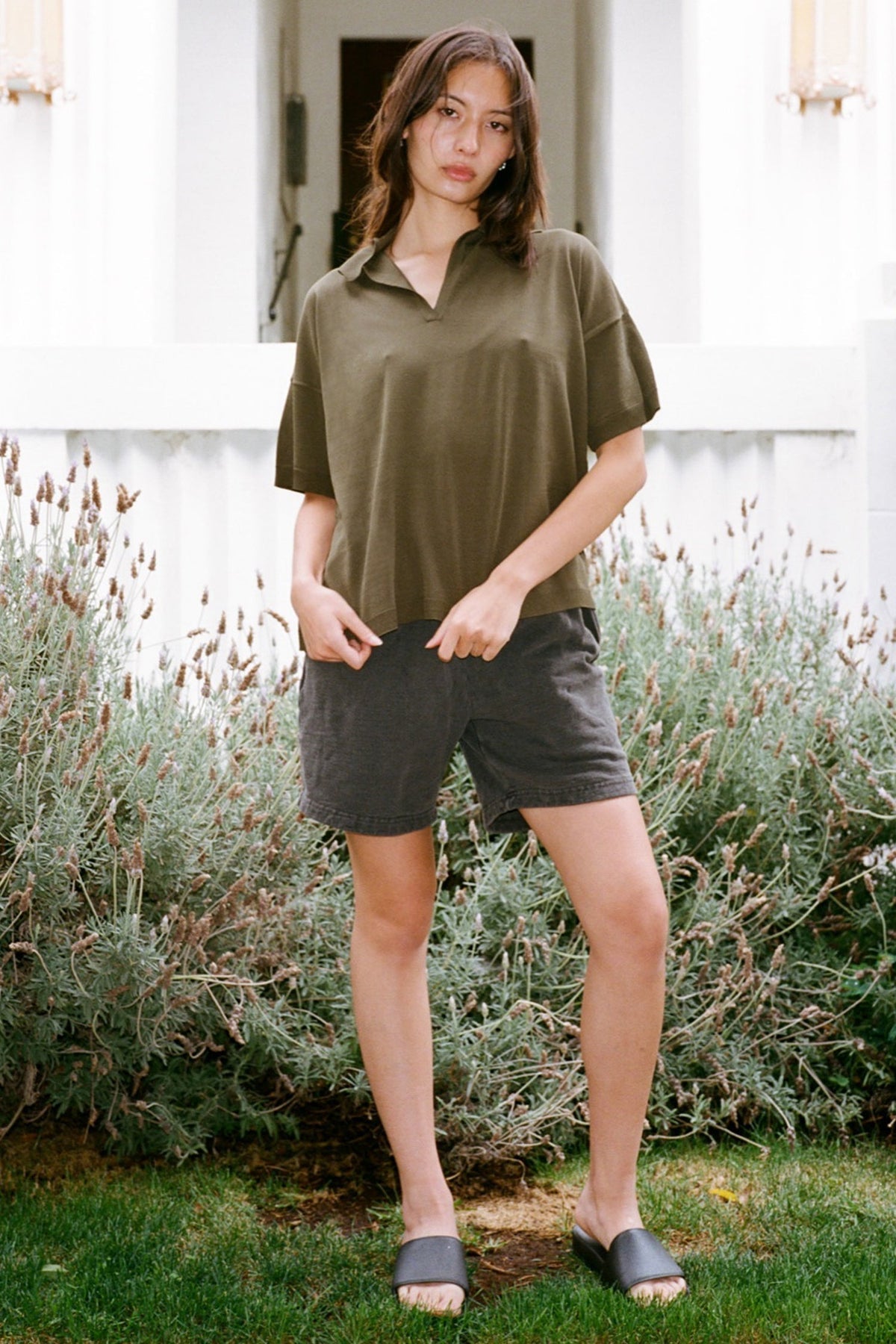 RFK371 - Viscose Nylon Oversized Knit Polo