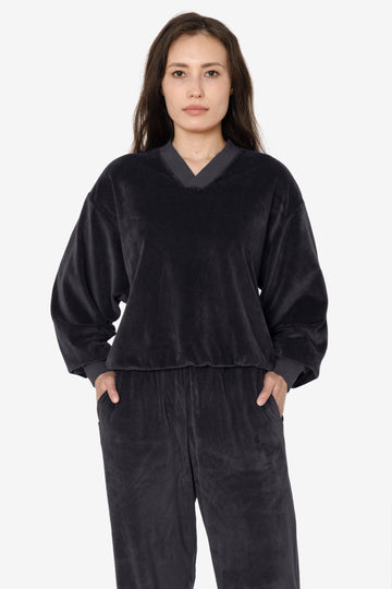 VLR56GD - Garment Dye Velour V-neck Sweatshirt