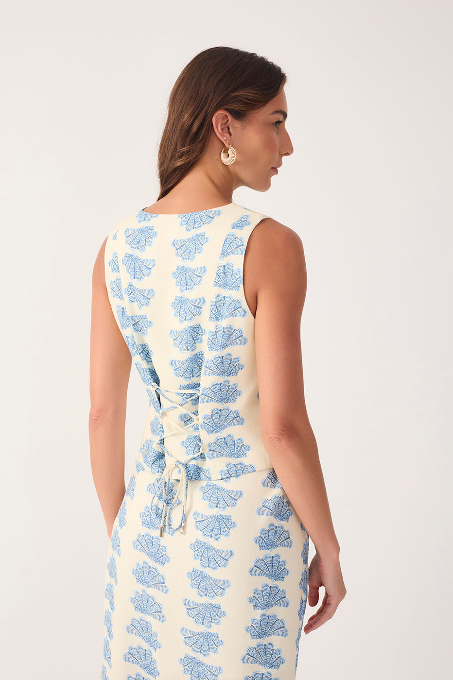 OFF-WHITE AQUARIUM BACK TIES SLEEVELESS LINEN VEST