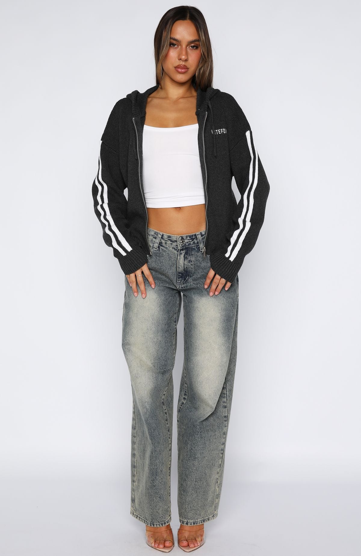 Next One Up Knit Hoodie Charcoal
