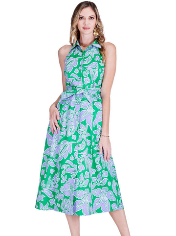 FITTED HALTER SHIRTDRESS