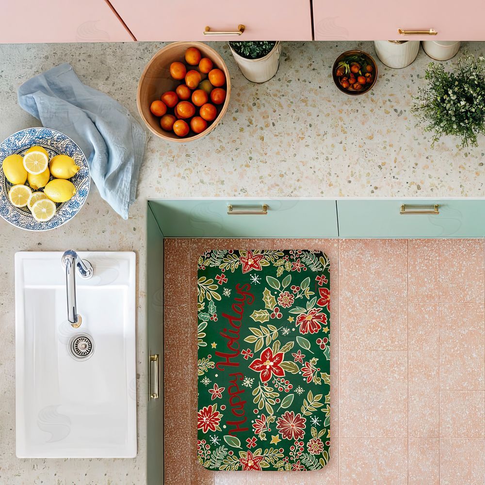 Jenny Faw | Holiday Poinsettia Greeting Anti-Fatigue Mat