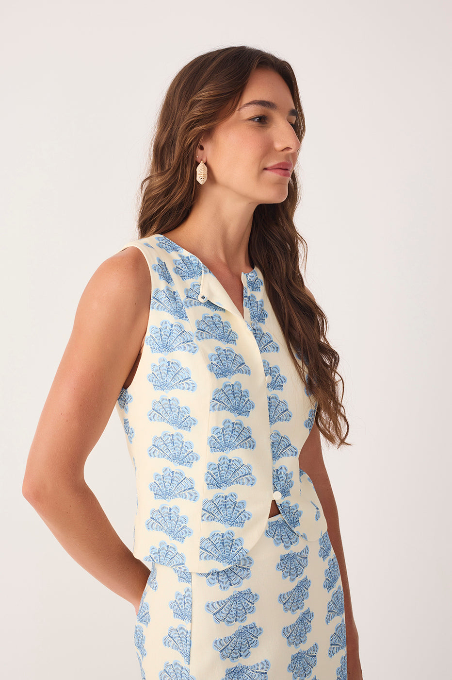 OFF-WHITE AQUARIUM BACK TIES SLEEVELESS LINEN VEST