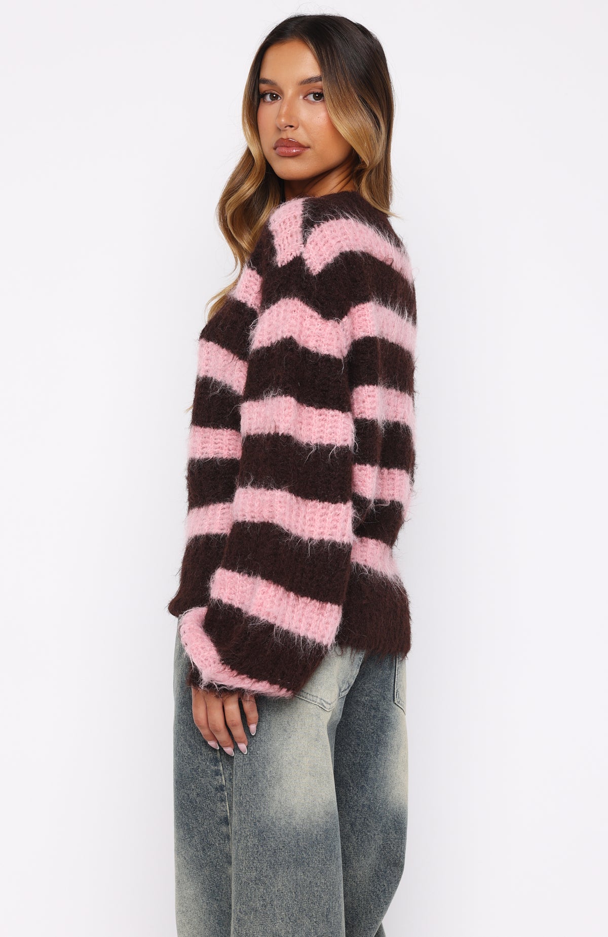 On The Slopes Knit Sweater Pink/Chocolate
